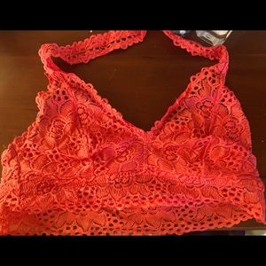 Coral aerie unlined halter bralette, size large